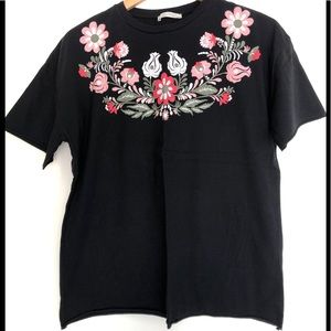 Zara Tee with Embroidery Flowery Detail